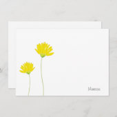 Gele Waterverf Daisies Notitiekaartje (Voorkant / Achterkant)