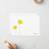 Gele Waterverf Daisies Notitiekaartje (Voorkant / Achterkant in situ)