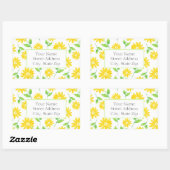 Gele Waterverf Daisy Stems Patroonlabels Rechthoekige Sticker (Vel)