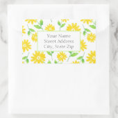 Gele Waterverf Daisy Stems Patroonlabels Rechthoekige Sticker (Tas)