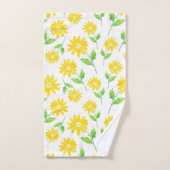 Gele Waterverf Daisy Stems Pattern Bad Handdoek (Handdoek)