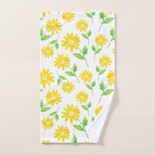 Gele Waterverf Daisy Stems Pattern Bad Handdoek (Handdoek)