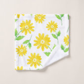 Gele Waterverf Daisy Stems Pattern Bad Handdoek (Wasdoekje)
