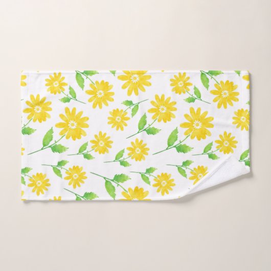 Gele Waterverf Daisy Stems Pattern Bad Handdoek (Handdoek)