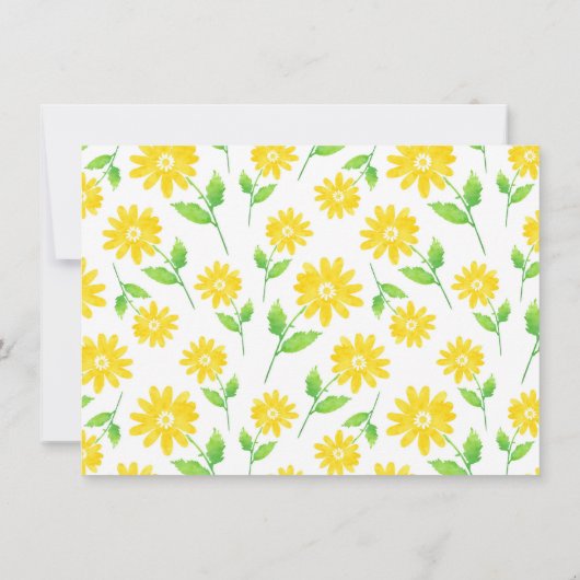 Gele Waterverf Daisy Stems Pattern Bedankkaart (Achterkant)