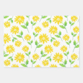 Gele Waterverf Daisy Stems Pattern Inpakpapier Vel (Voorkant 3)