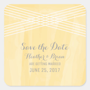Gele Waterverf Deco sparen de Datum Vierkante Sticker