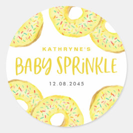 Gele Waterverf Donuts Baby Sprinkle Dank u Ronde Sticker