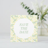 Gele Waterverf Elegante Bloembruiloft Save The Date (Staand voorkant)