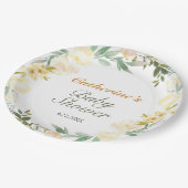  Gele Waterverf Floral Baby shower Papieren Bordje (Gekanteld)