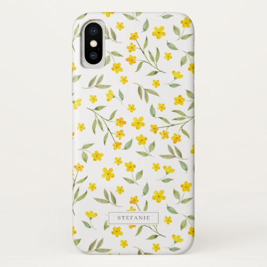 gele Waterverf Floral Blooms Patroon Case-Mate iPhone Case (Achterkant)