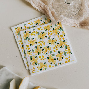 Gele Waterverf Floral Garden Napkins Servet