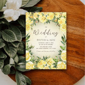 Gele Waterverf Floral Gold Glitter Wedding Kaart