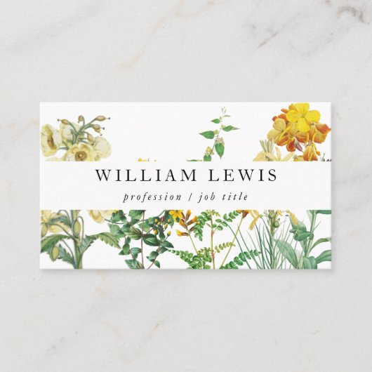 Gele Waterverf Floral & Greenery Professional Visitekaartje (Voorkant)