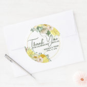 Gele Waterverf Floral Hartelijk dank Ronde Sticker (Envelop)