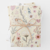 Gele Waterverf Floral Inpakpapier Vel (In situ)