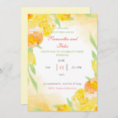 Gele Waterverf Floral Weddenschap Kaart (Voorkant / Achterkant)