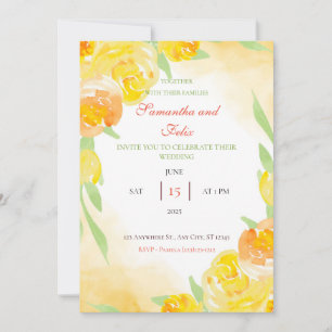 Gele Waterverf Floral Weddenschap Kaart