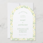 Gele Waterverf Floral Weddenschap Kaart (Voorkant)