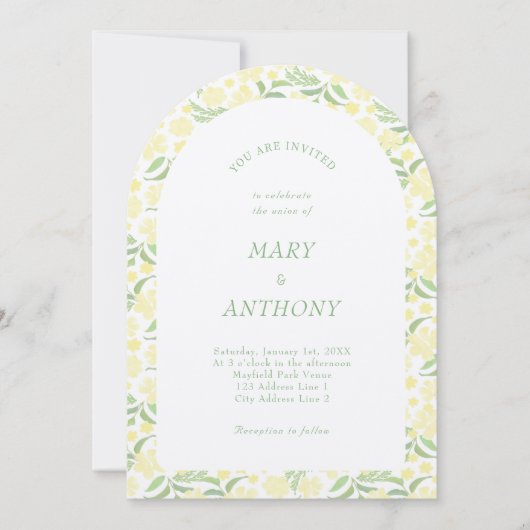 Gele Waterverf Floral Weddenschap Kaart (Voorkant)