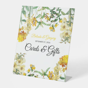Gele Waterverf Floral Wedding Cards & Gifts Reclamebord Met Voetstuk