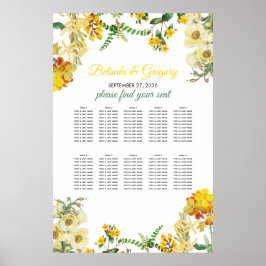 Gele Waterverf Floral Wedding Seating Chart Poster