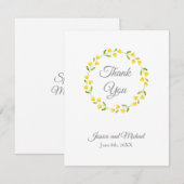 Gele Waterverf Floral Wreath Bedankkaart (Voorkant / Achterkant)