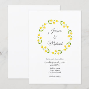 Gele Waterverf Floral Wreath Kaart