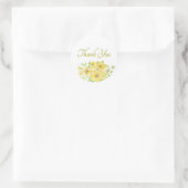 Gele waterverf florale dank u klassieke ronde sticker (Tas)