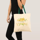 Gele waterverf florale gepersonaliseerde canvas ta tote bag (Voorkant (product))
