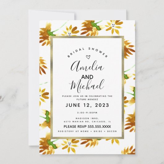 Gele Waterverf Florals Spring Summer Botanical Kaart (Voorkant)