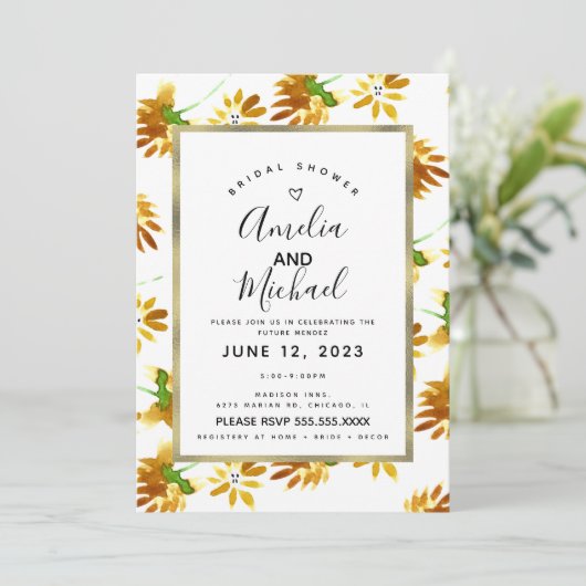 Gele Waterverf Florals Spring Summer Botanical Kaart (Staand voorkant)