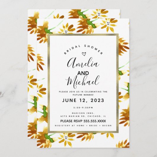 Gele Waterverf Florals Spring Summer Botanical Kaart (Voorkant / Achterkant)