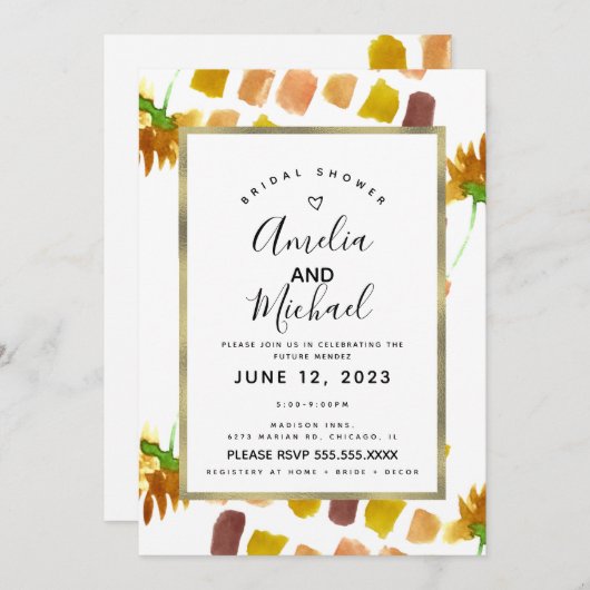 Gele Waterverf Florals Spring Summer Painterly Kaart (Voorkant / Achterkant)