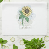 Gele Waterverf Flower Faith Kitchen Towel Theedoek (Gevouwen)