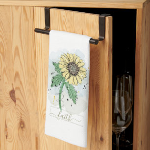 Gele Waterverf Flower Faith Kitchen Towel Theedoek