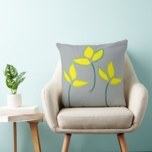 Gele Waterverf Flowers Kussen