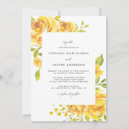 Gele Waterverf Flowers Spring Wedding Kaart