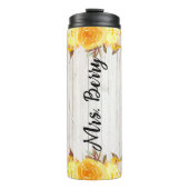 Gele Waterverf Flowers Thermosbeker (Voorkant)