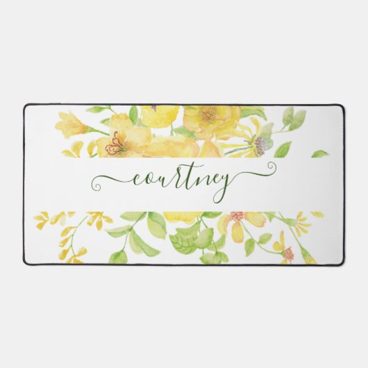 Gele waterverf gepersonaliseerd bureaumat (Voorkant)