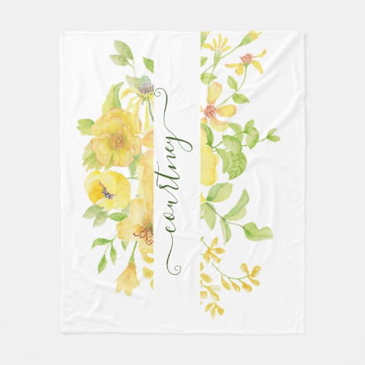Gele waterverf gepersonaliseerd fleece deken (Voorkant)
