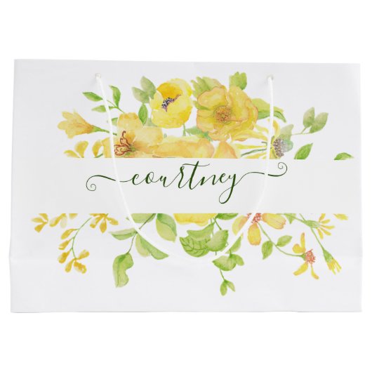 Gele waterverf gepersonaliseerd groot cadeauzakje (Achterkant)