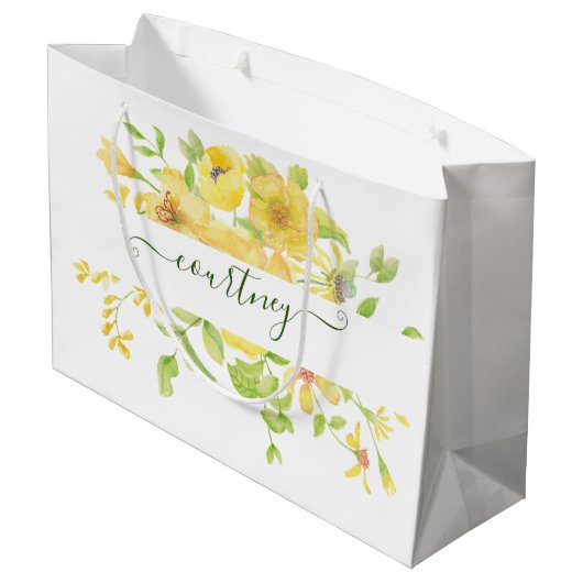 Gele waterverf gepersonaliseerd groot cadeauzakje (Achterkant Gekanteld)