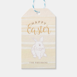 Gele Waterverf Happy Easter Label Cadeaulabel
