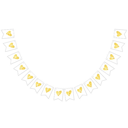 Gele Waterverf hartbanner Vlaggetjes (Alle)