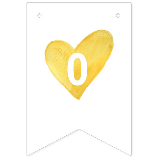 Gele Waterverf hartbanner Vlaggetjes (Tweede vlag)