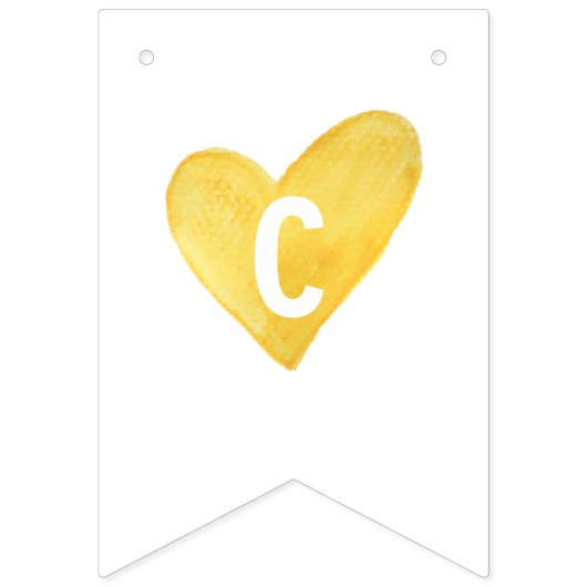 Gele Waterverf hartbanner Vlaggetjes (Eerste vlag)