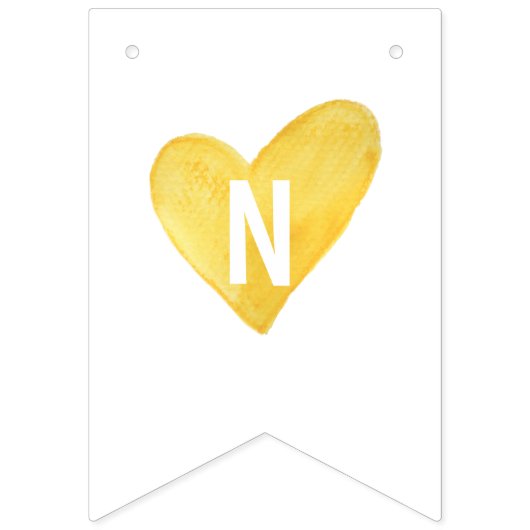 Gele Waterverf hartbanner Vlaggetjes (Derde vlag)