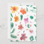 Gele Waterverf Hibiscus en Greenery Bridal Kaart (Achterkant)