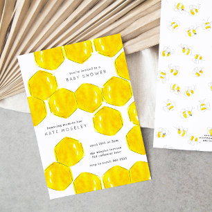 Gele Waterverf Honeycomb Mam tot Baby shower Kaart